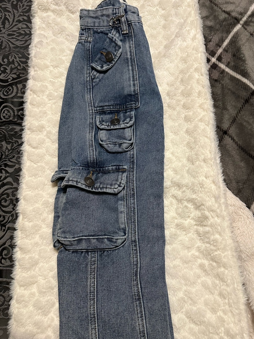 Kids Blue Cargo-Style Denim Jeans